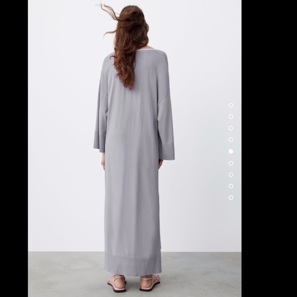 Zara smoky blue grey flowy viscose tunic dress - Picture 5 of 10